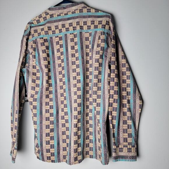 Super Massive Men’s M Shirt NWT Fall Earthy Geometric Print Boho Indie Cotton - Picture 6 of 9